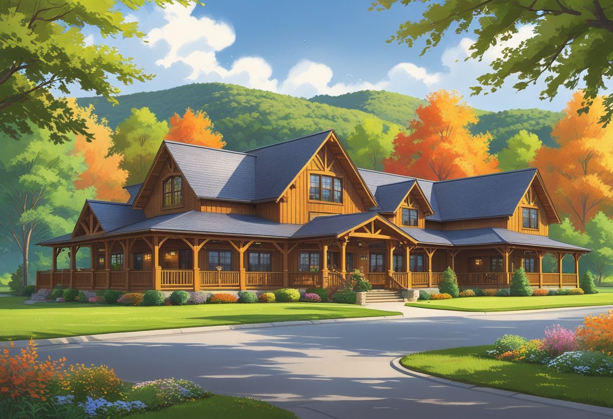 The Seasons Lodge, a rustic retreat among trees, part of Nashville Indiana hotels scene.